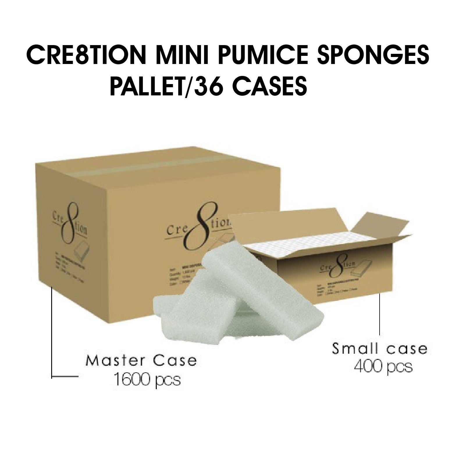 Cre8tion Mini Disposable Pumice Sponges 400 pcs - Pallet of 36 cases