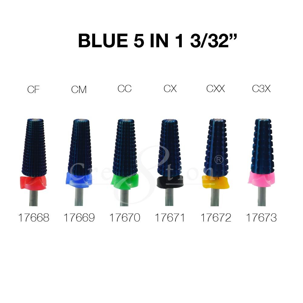 Cre8tion Blue 5 in 1 Nail Filing Bit  3/32"